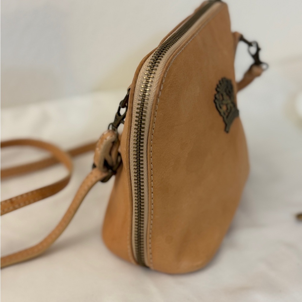 Pratesi Firenze Italian Leather Crossbody Bag Tan Small Made In Italy - Picture 3 of 13
